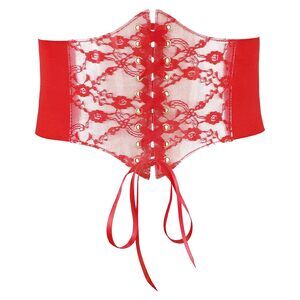 6694 Women Lace-up Corset Waist Belt Transparent Pvc Lace Crochet Petal
